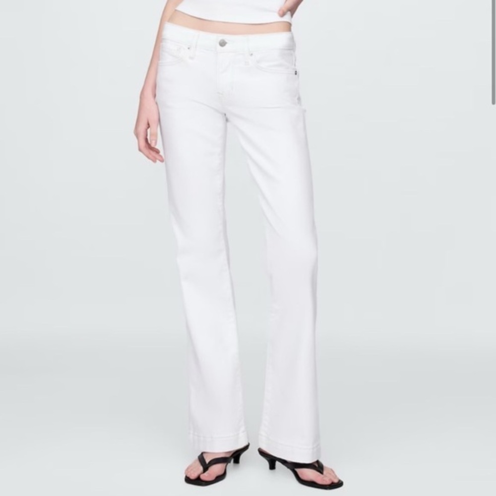 GAP Long Lean White Low Rise Slim Jeans Flare Leg Contrast Stitch NWT 6T* #2380